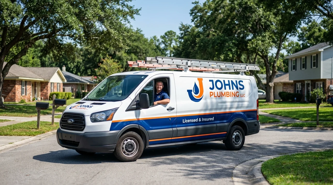 Johns Plumbing LLC service van in Russiaville, IN