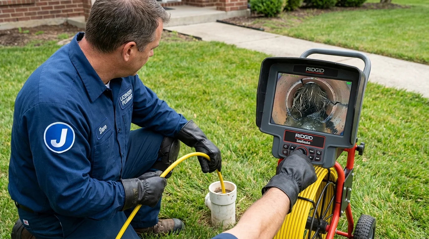 Sewer camera inspection being performed by Johns Plumbing LLC in Russiaville